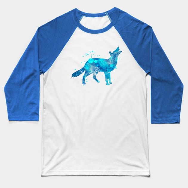 Coyote Watercolor Painting Baseball T-Shirt by Miao Miao Design